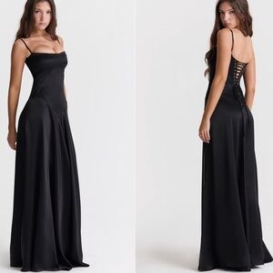 HOUSE OF CB ANABELLA CORSET MAXI DRESS IN BLACK SIZE SMALL REGULAR CUP